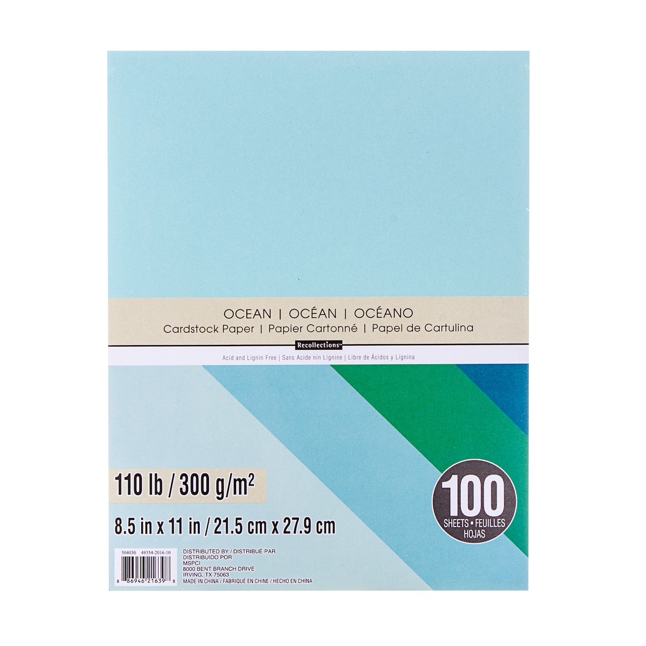 6 Packs: 100 ct. (600 total) Ocean 8.5" x 11" Cardstock Paper by Recollections™